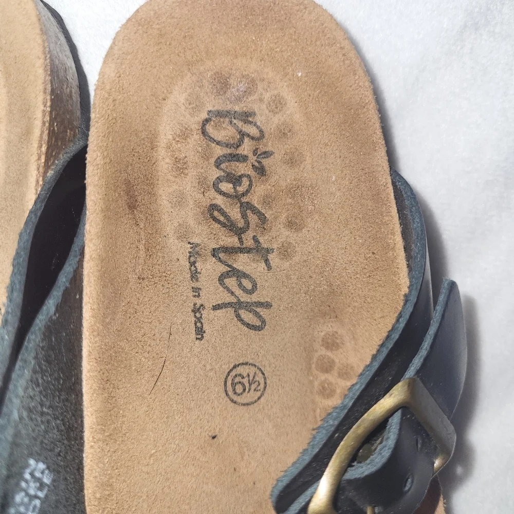 Biostep Women's Sandals Size‎ 6.5 Black Leather Uppers Made In Spain